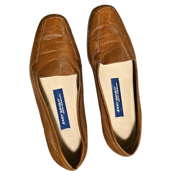 Womens Brown Leather Loafers Easy Spirit Comfort Flata Sz 7 Slip On Casual Work - Picture 6 of 14